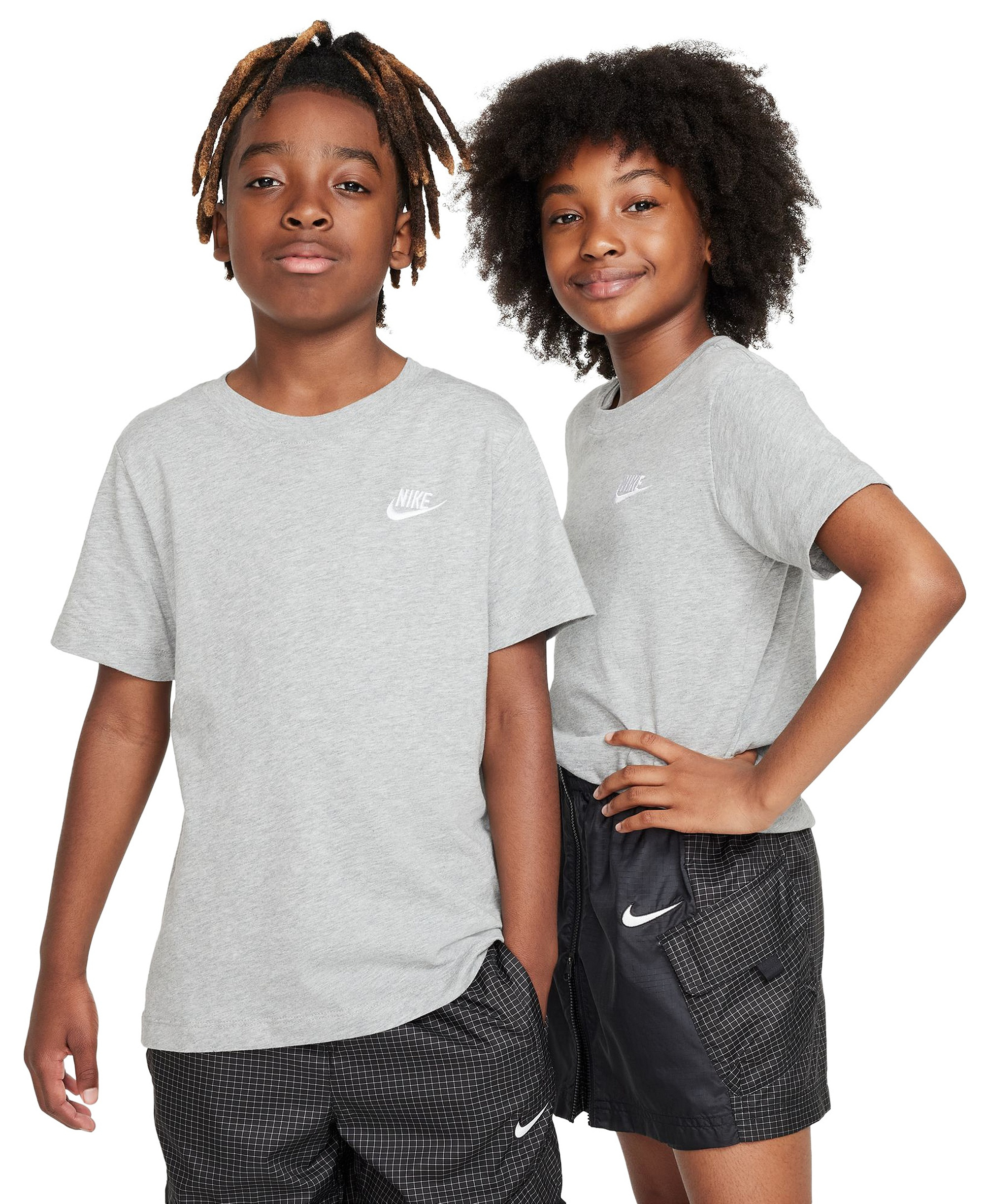 Nike Boys' and Girls' 6-20 Sportswear Embroidered Logo Graphic T-Shirt - Drak Gray Heather