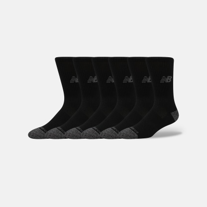 New Balance Active Crew Socks 6 Pack, LAS65201BK