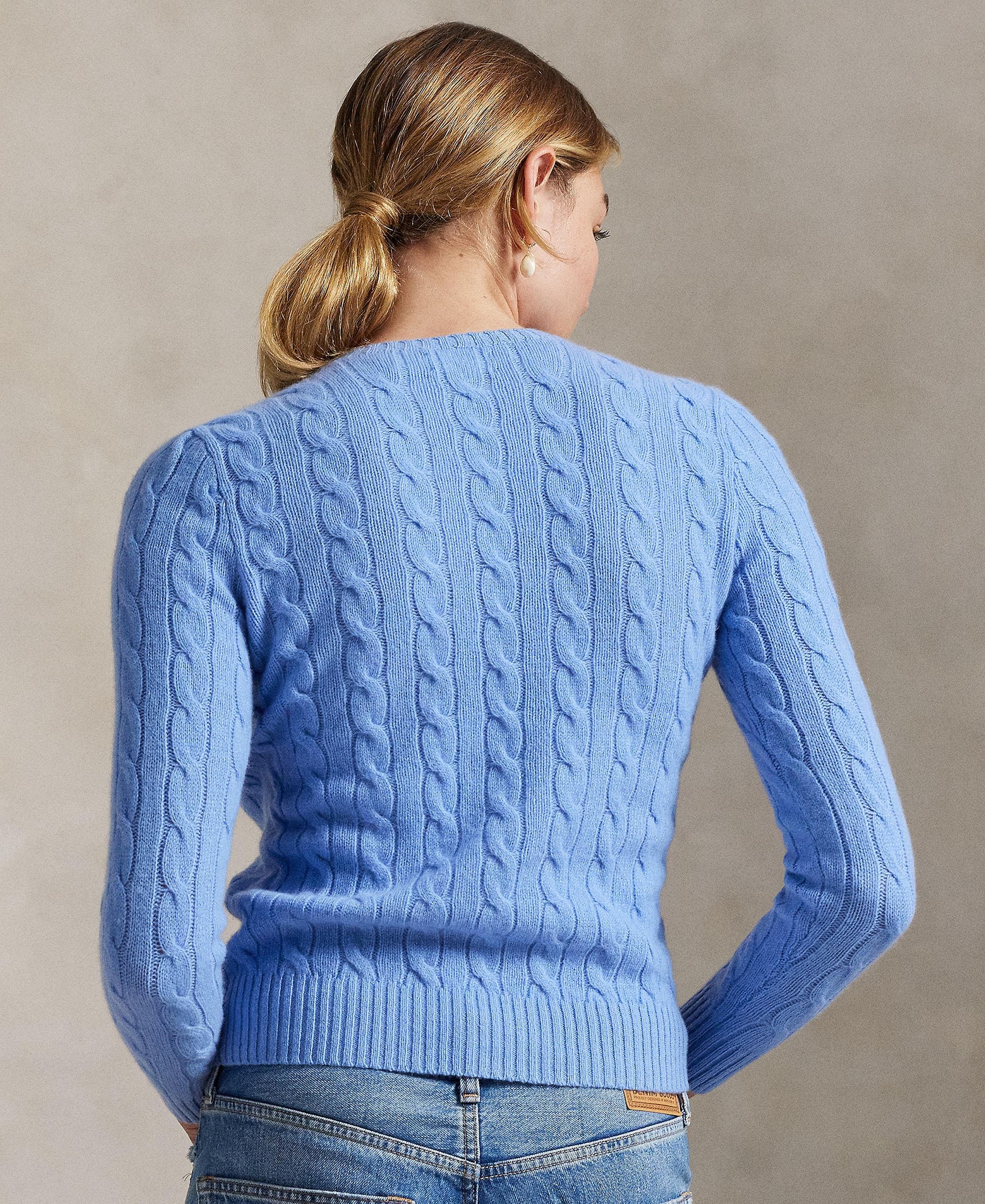 Polo Ralph Lauren Women's Cable Wool-Cashmere Crew Neck Sweater - New Litchfield Blue