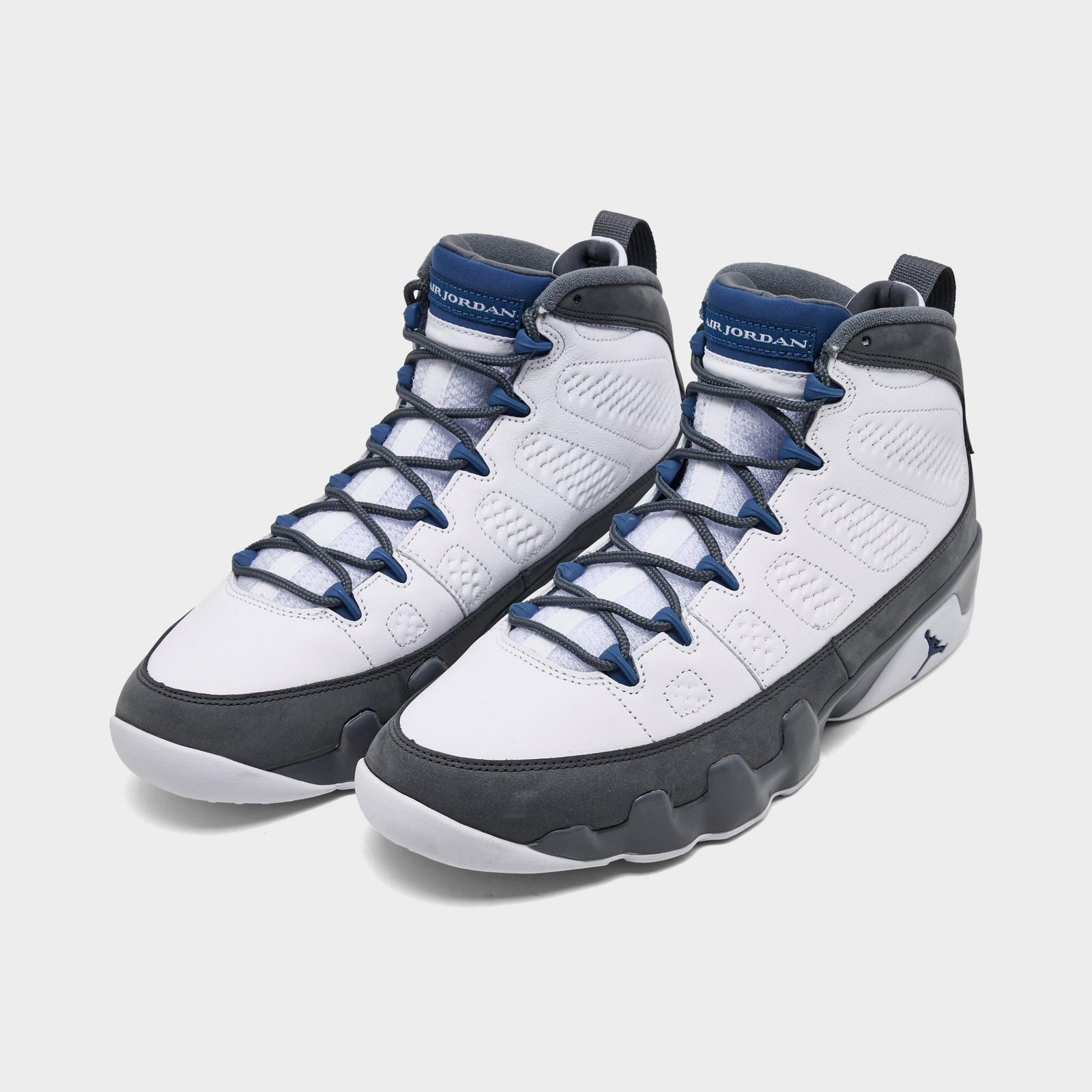 Men's Air Jordan Retro 9 Basketball Shoes - White/French Blue/Flint Grey - view 2