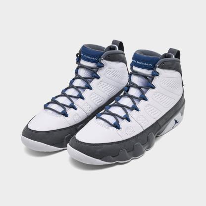 Men's Air Jordan Retro 9 Basketball Shoes - White/French Blue/Flint Grey - view 2