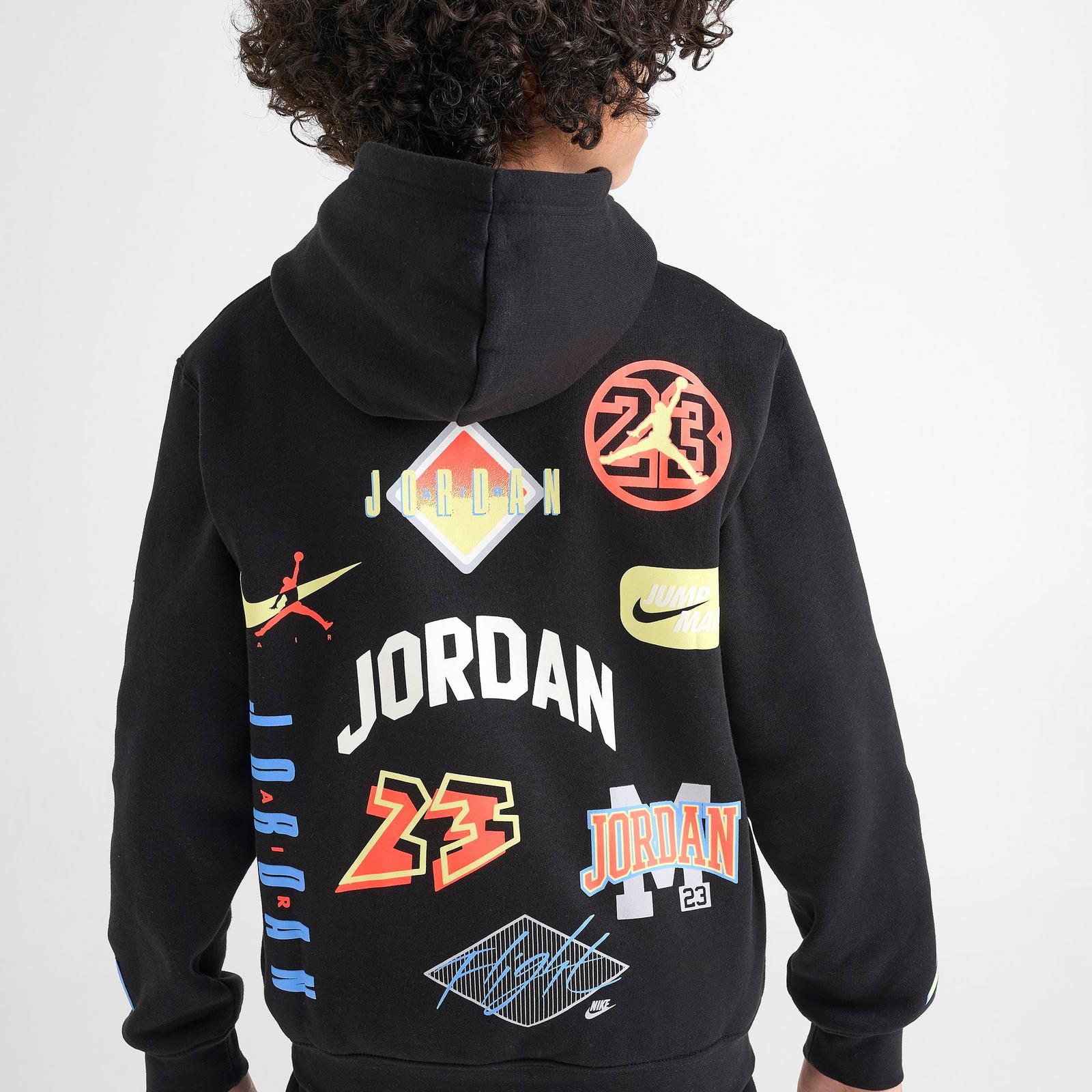 Boys' Big Kids' Jordan MVP Dynasty Patch Fleece Pullover Hoodie - Black - view 6