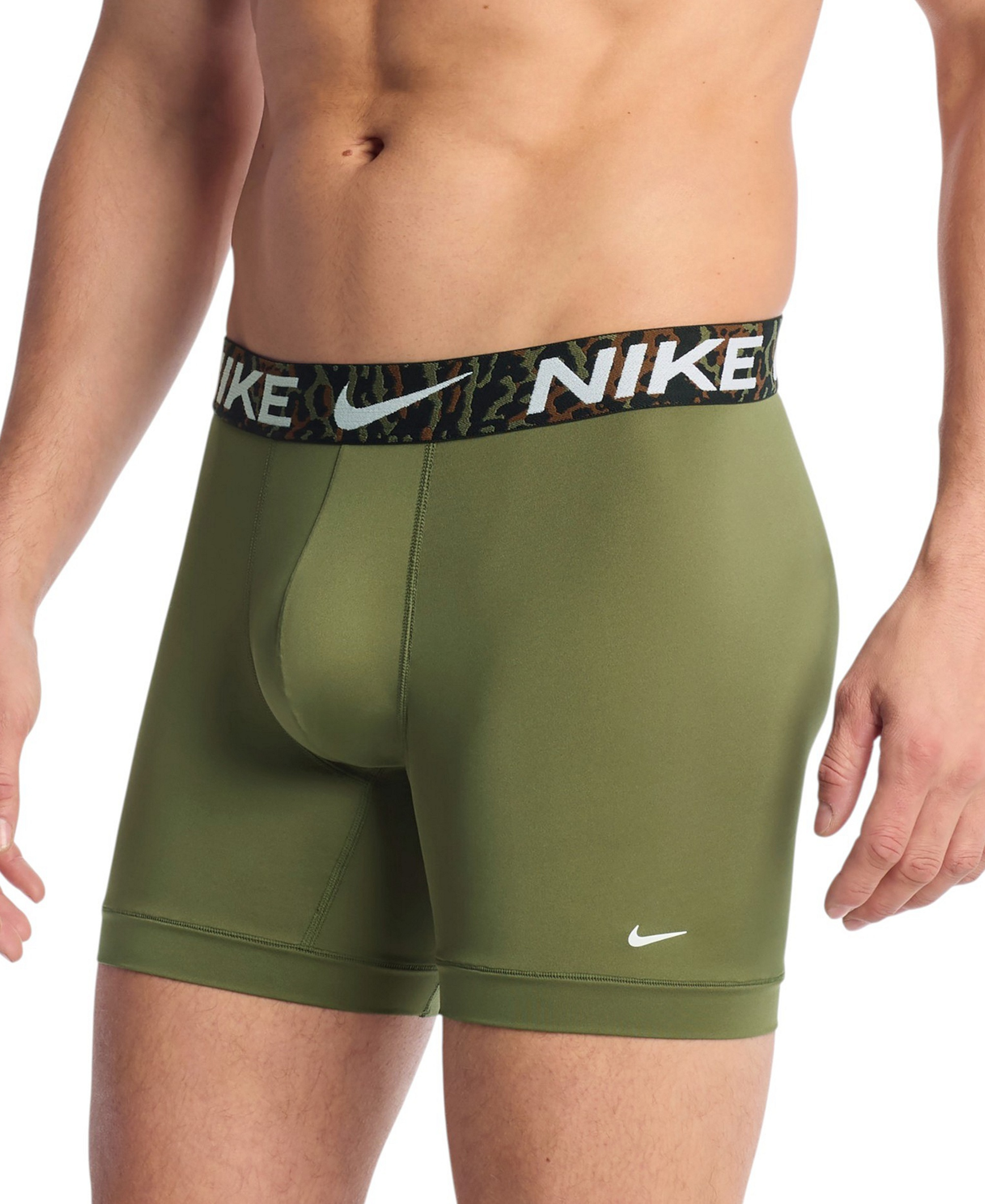 Nike Men's DRI-FIT Essential Micro Boxer Briefs, 3-Pack - Medium olive/Uni Gold/Black - Canimal Waistbands