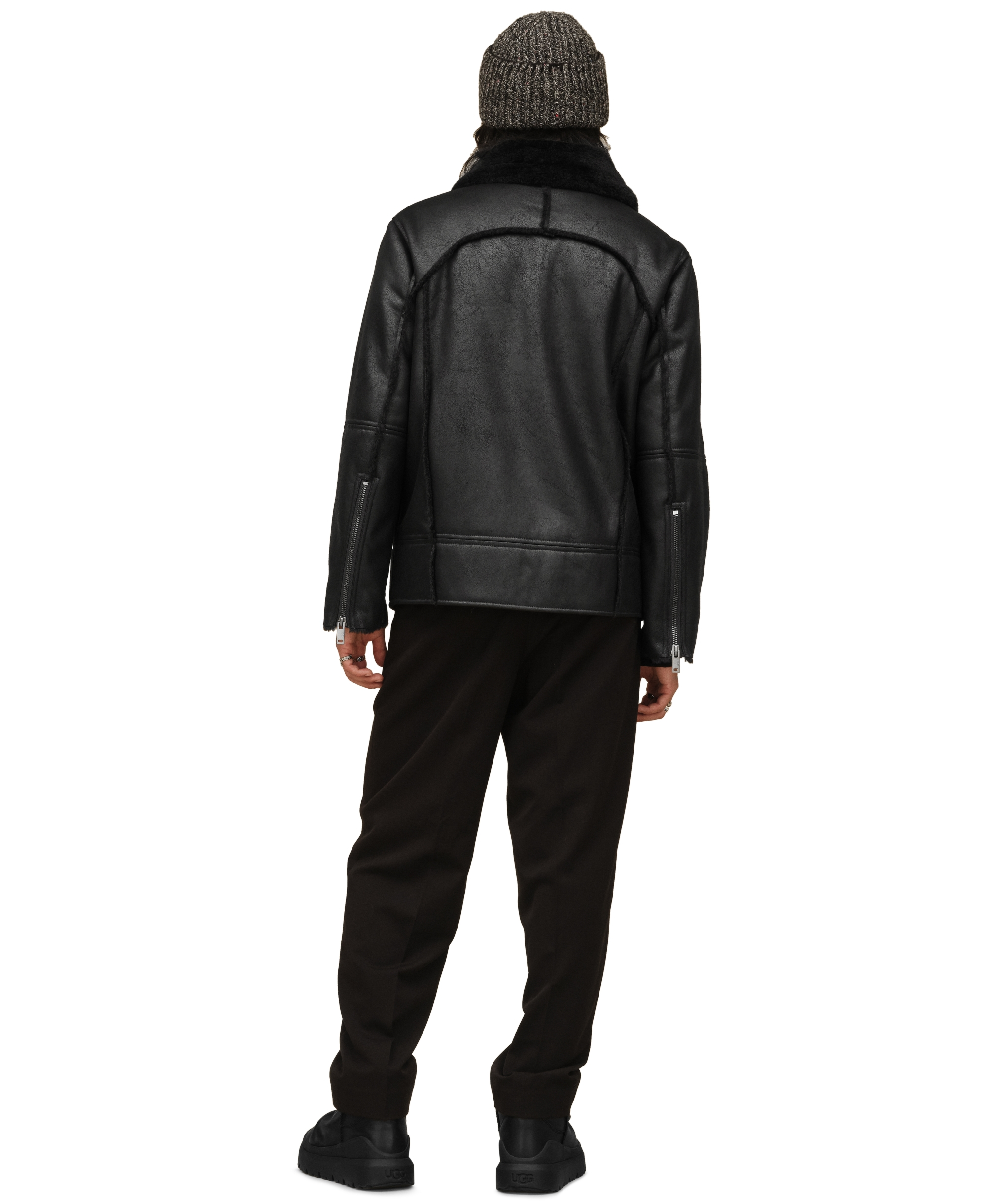 UGG® Men's Thayden Luxefluff Fleece Lined Faux Leather Jacket - Black