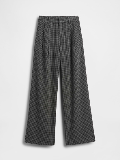 365 High Rise Pleated Trousers - Tonal grey plaid