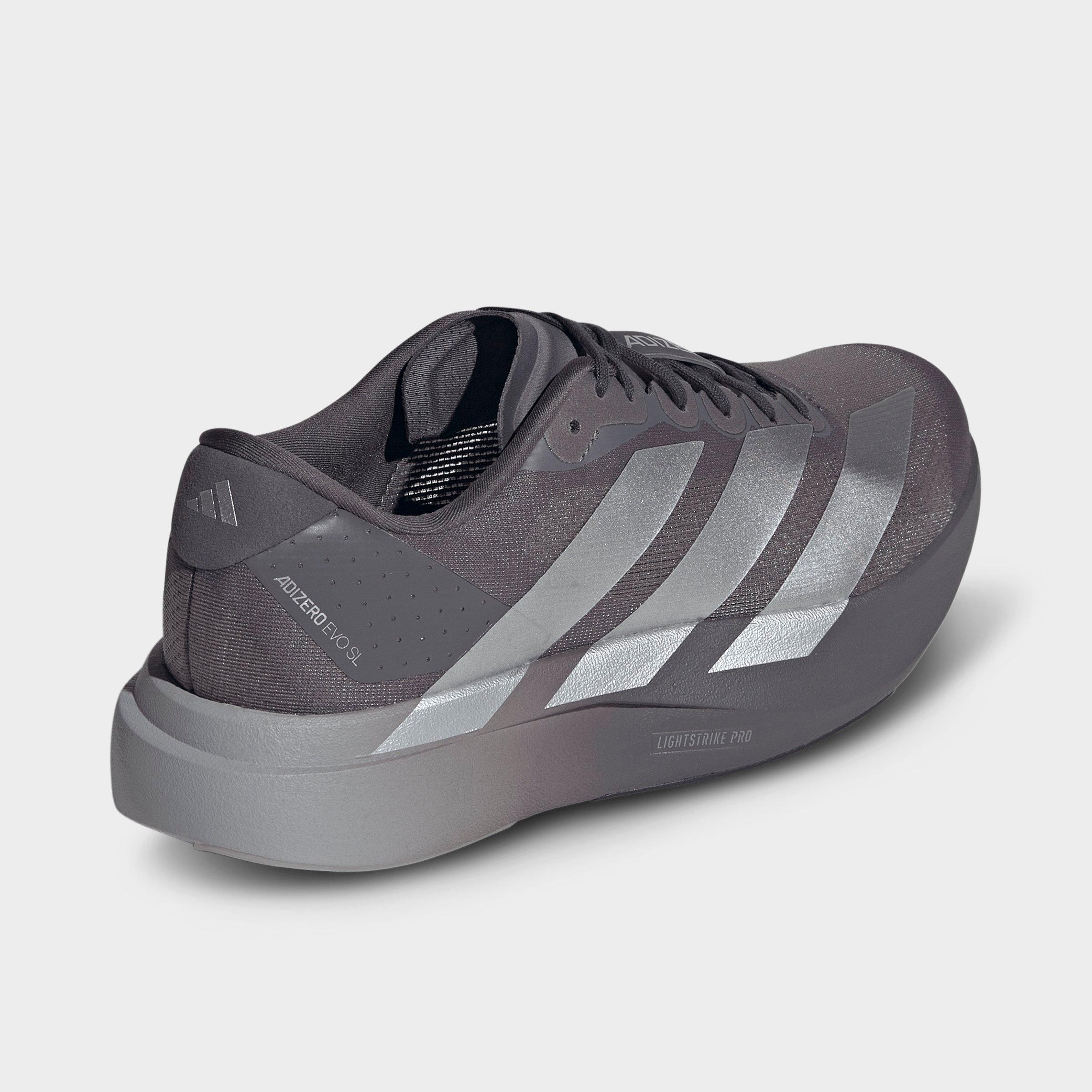 Men's adidas Adizero EVO SL Running Shoes - Part 1 - Grey Strata/Silver Metallic/Light Granite - Back view