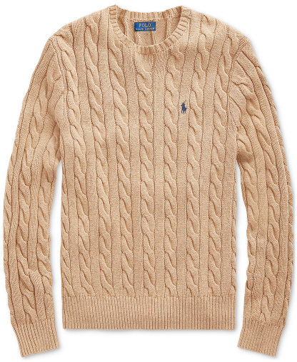 Polo Ralph Lauren Men's Cable-Knit Cotton Sweater - Camel Melange