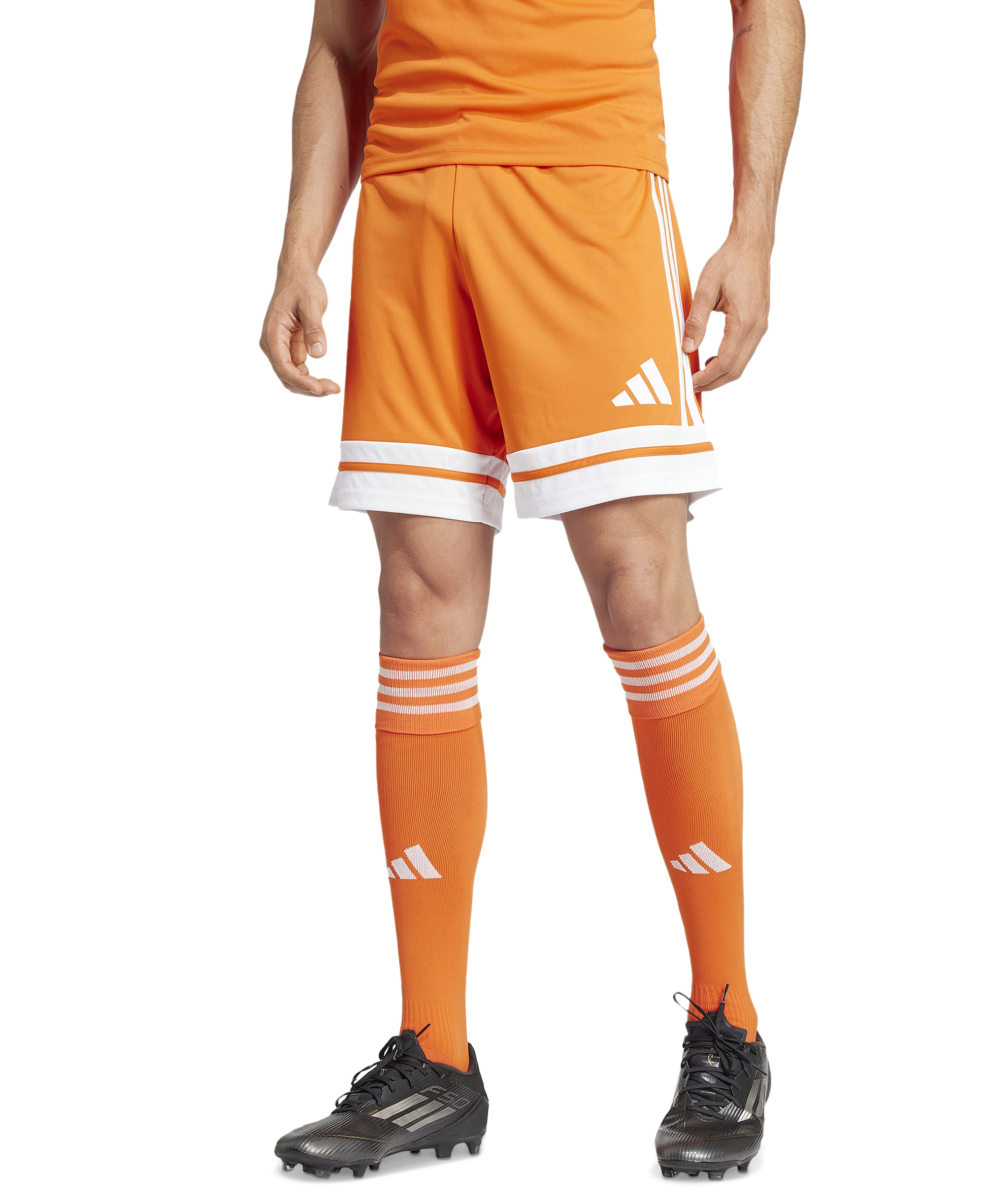adidas Men's Regular-Fit Squad 25 Logo Shorts - Team Orange/wht