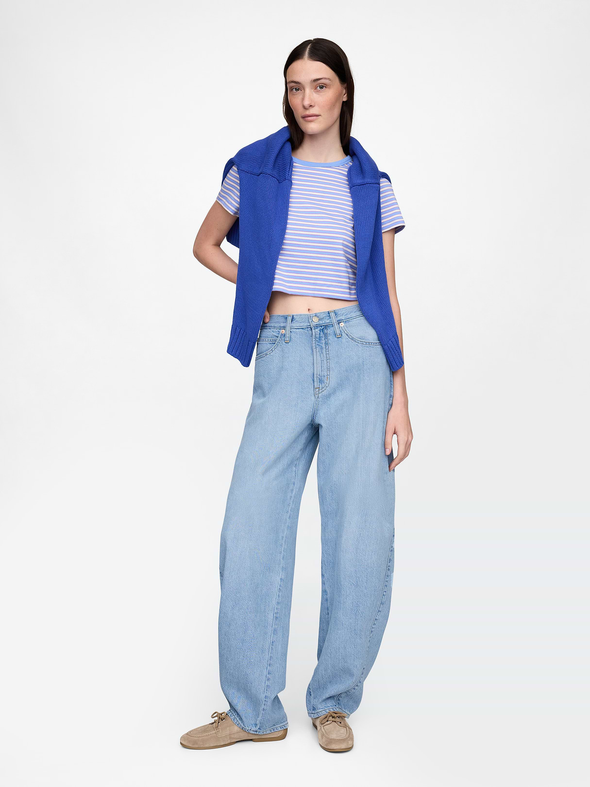 High Rise Barrel Jeans - Light wash blue