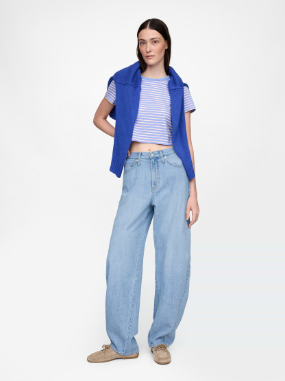 High Rise Barrel Jeans - Light wash blue