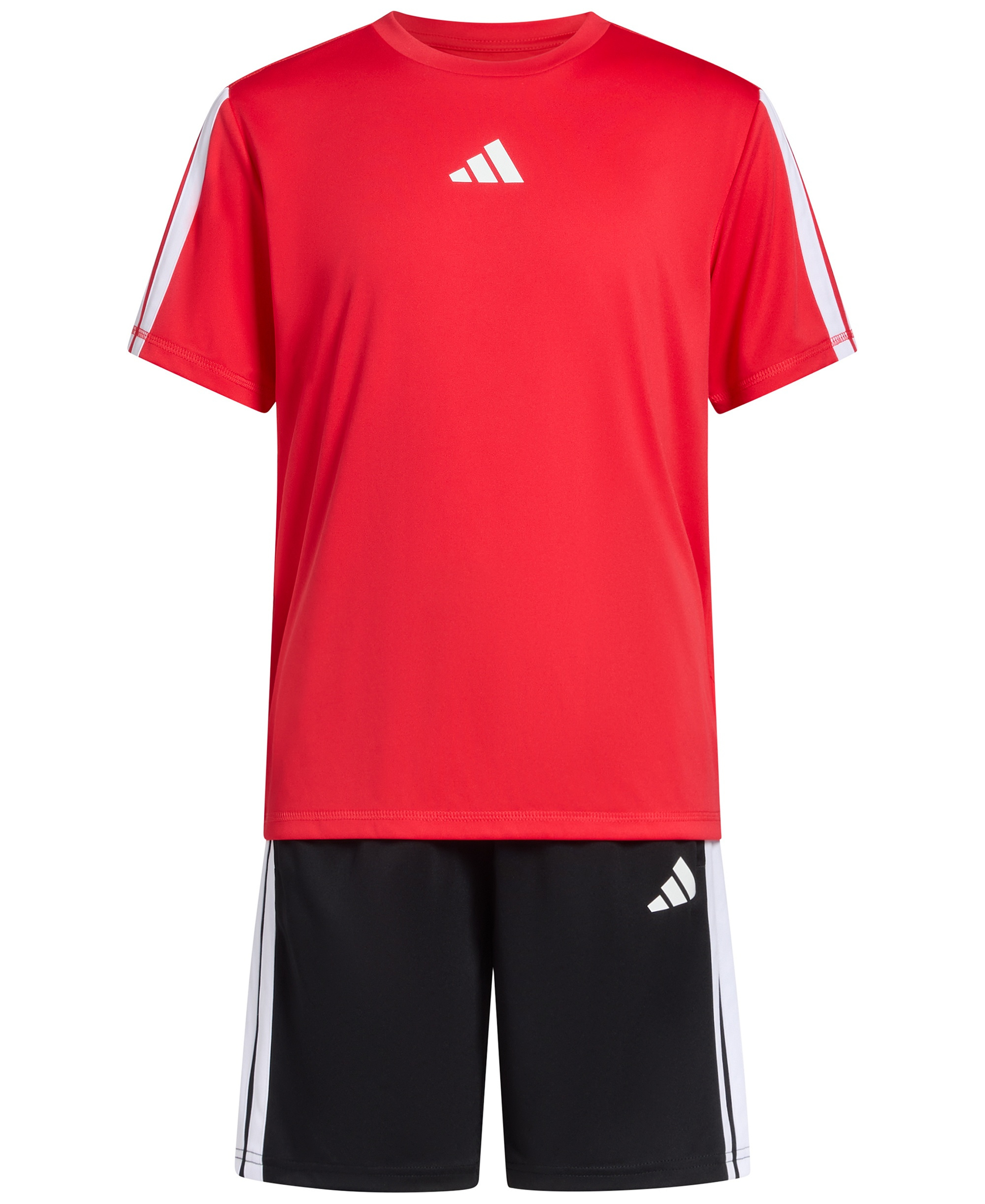 adidas Boys' 8-16 Short-Sleeve T-Shirt and Shorts, 2-Piece Set - Pure Ruby