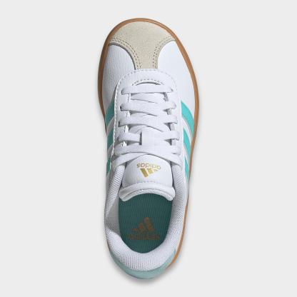 Big Kids' adidas VL Court 3.0 Skateboarding Casual Shoes - Cloud White/Flash Aqua/Alumina - Top view
