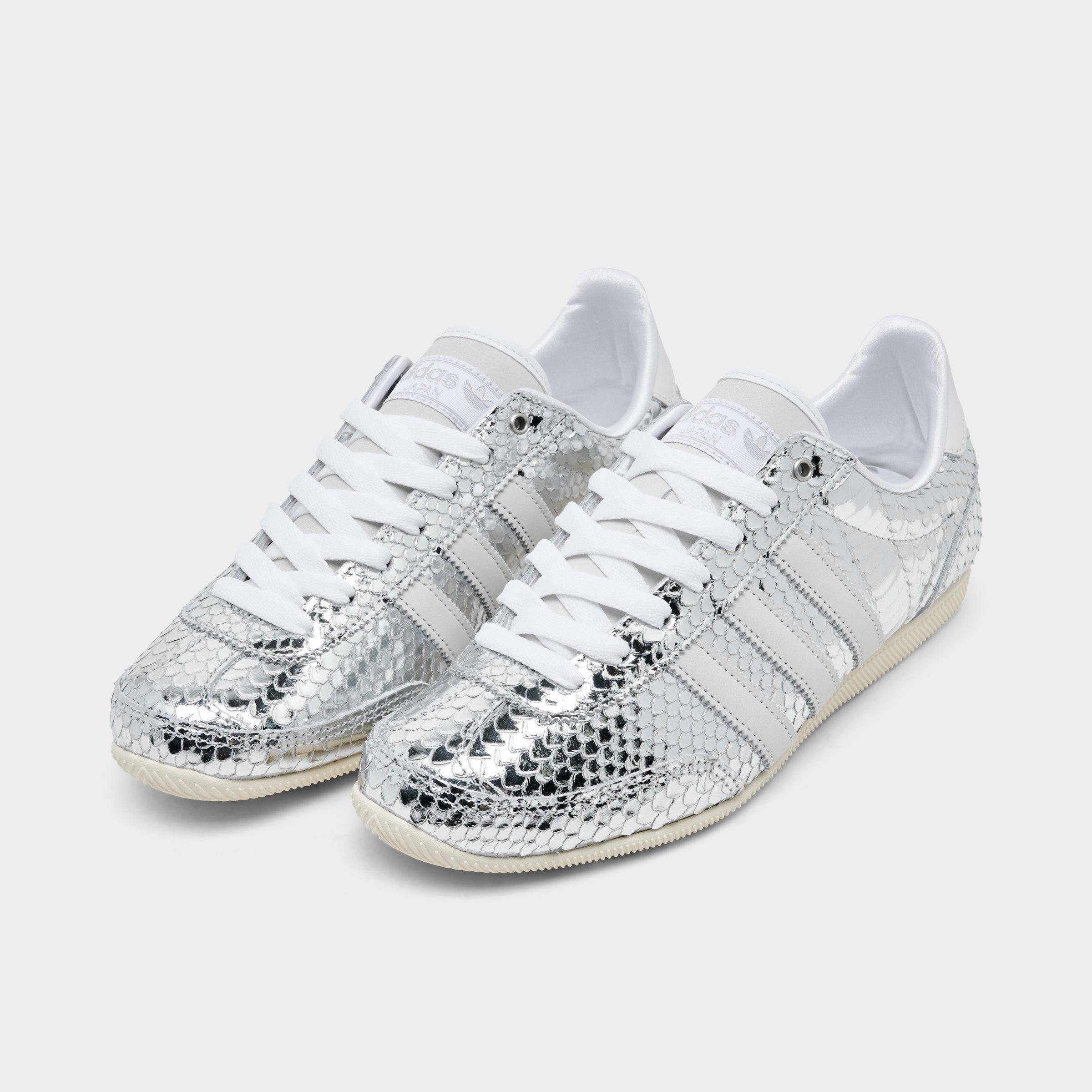 Women's adidas Originals Japan Croc Casual Shoes - Silver Metallic/Silver Metallic/White - Both shoes facing left