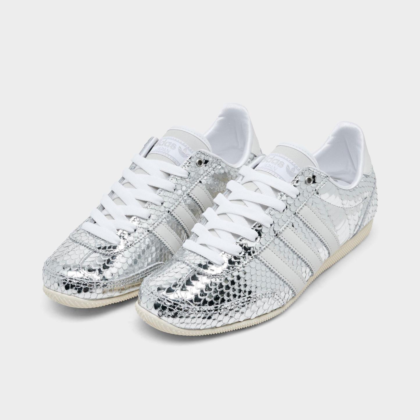 Women's adidas Originals Japan Croc Casual Shoes - Silver Metallic/Silver Metallic/White - Both shoes facing left
