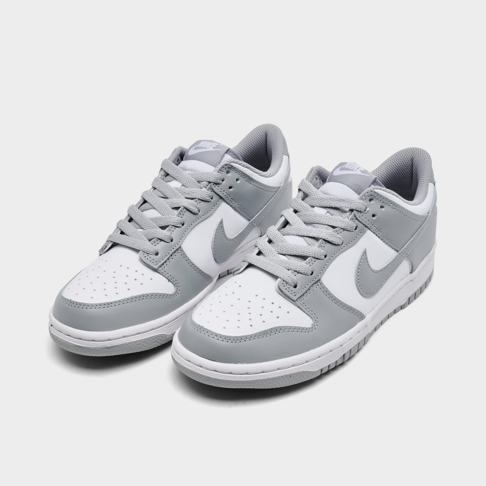 Big Kids' Nike Dunk Low Casual Shoes - White/Light Smoke Grey/White