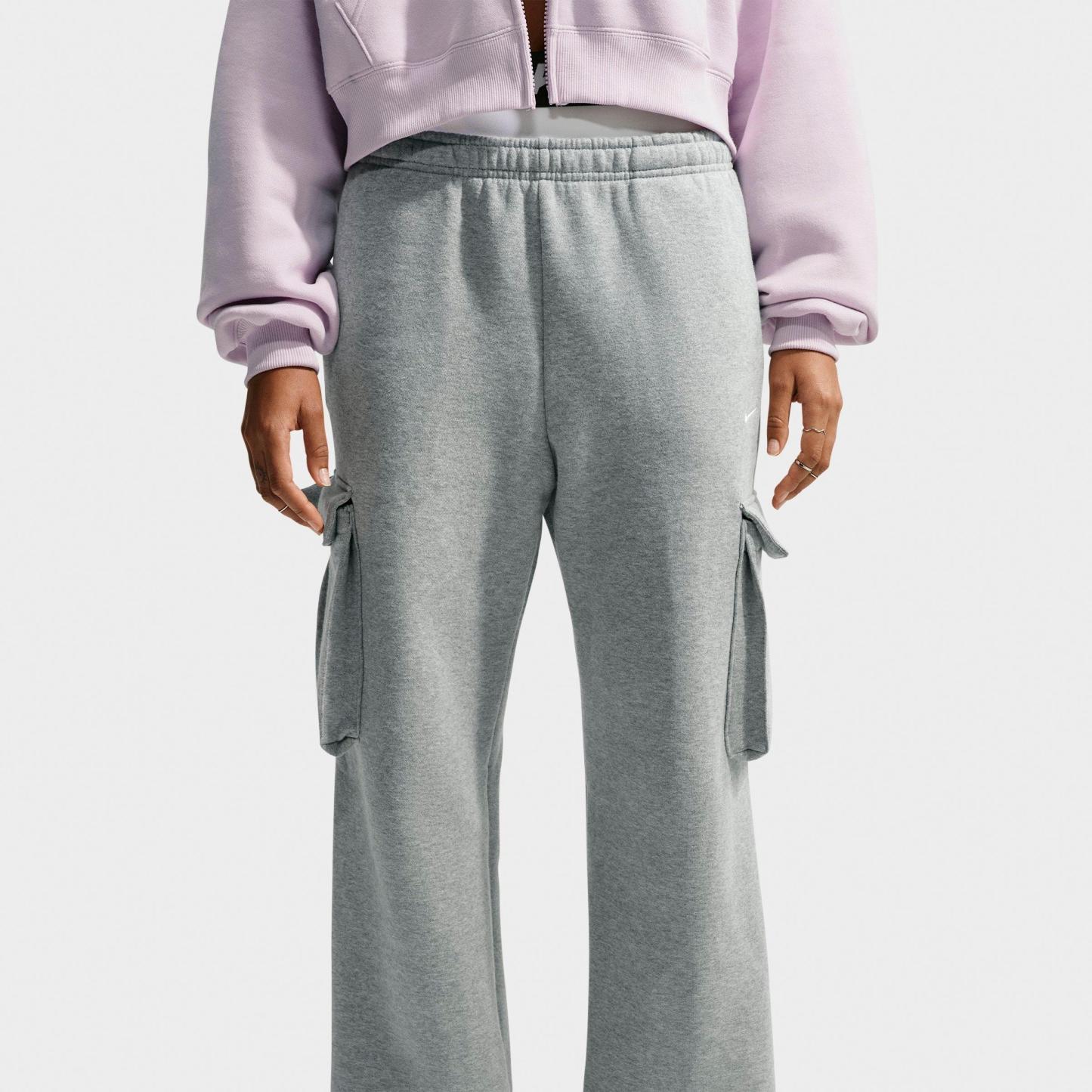 Women's Nithtke Studio Fleece Medium-Weight High-Rise Oversized Cargo Pants - Dark Grey Heather/Sail