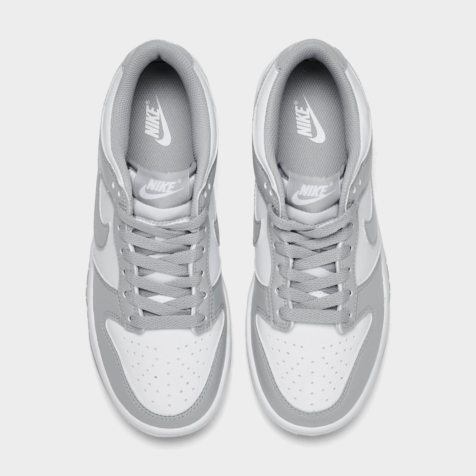Big Kids' Nike Dunk Low Casual Shoes - White/White/Light Smoke Grey