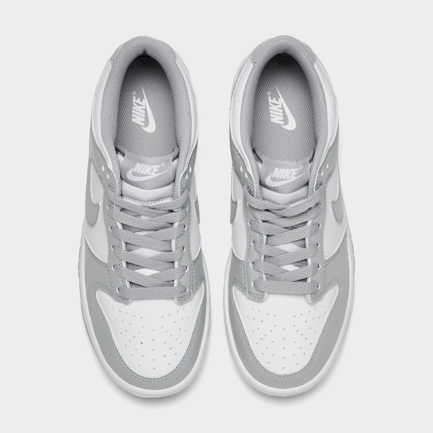 Big Kids' Nike Dunk Low Casual Shoes - White/White/Light Smoke Grey