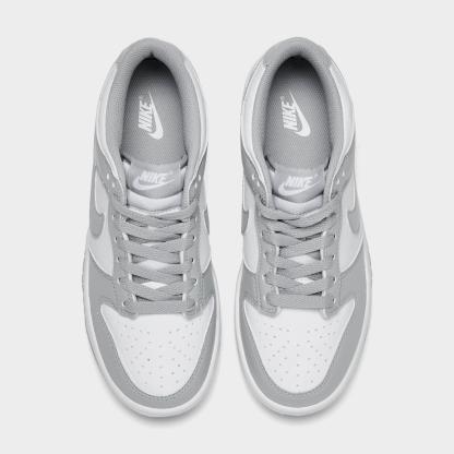 Big Kids' Nike Dunk Low Casual Shoes - White/White/Light Smoke Grey