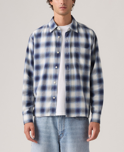 Levi's Men's Duboce Boxy Regular-Fit Overshirt - Blue/White