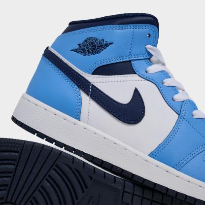 Big Kids' Air Jordan Retro 1 Mid Casual Shoes - University Blue/Midnight Navy/White - view 3