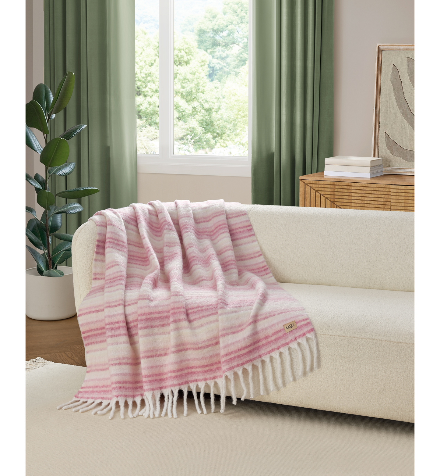 UGG® Joana Striped Throw, 50" x 70" - Dusty Orchid