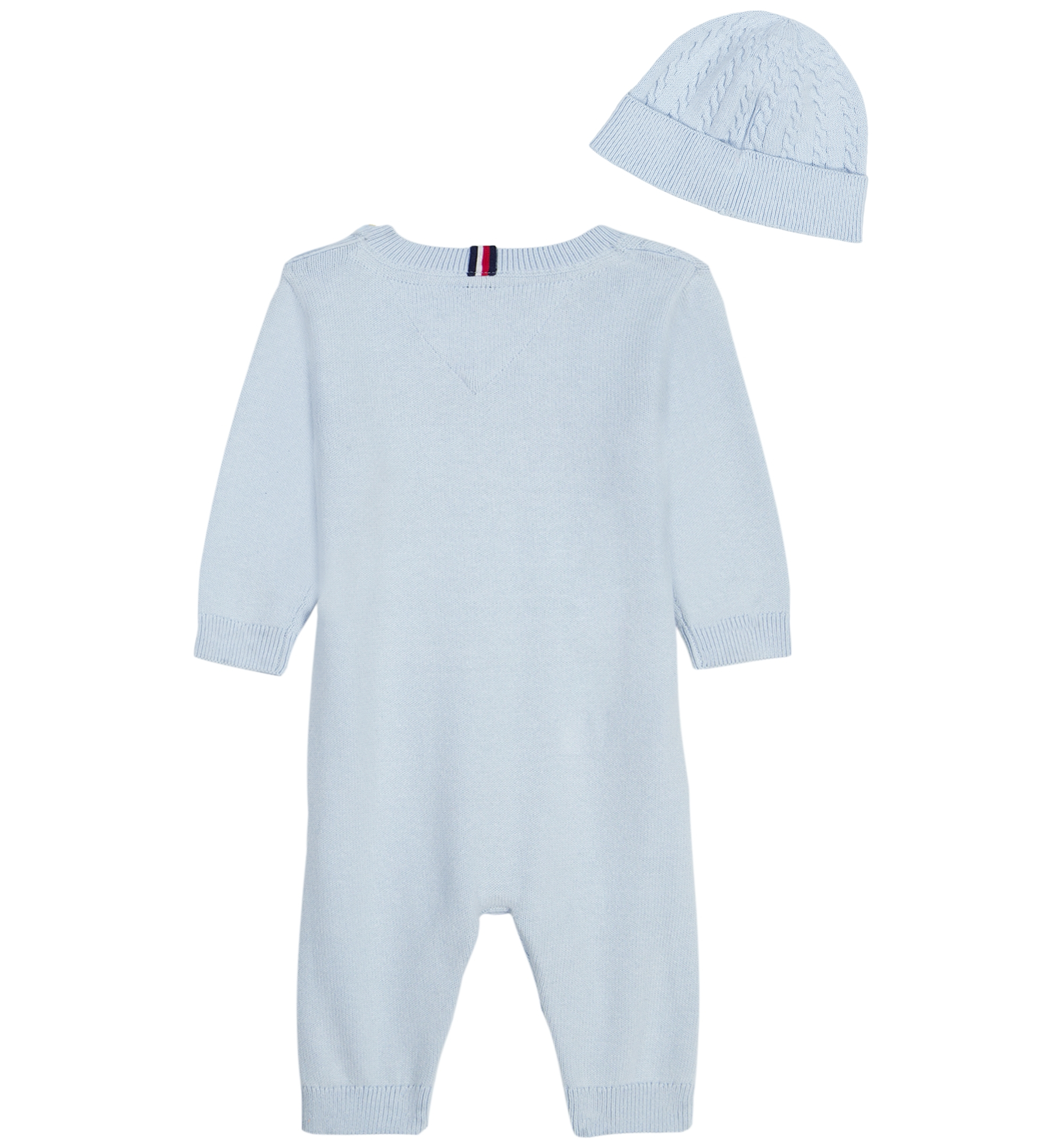Tommy Hilfiger Baby Boys' Cable-Knit Long-Sleeve Coverall and Hat, 2-Piece Set - Blue