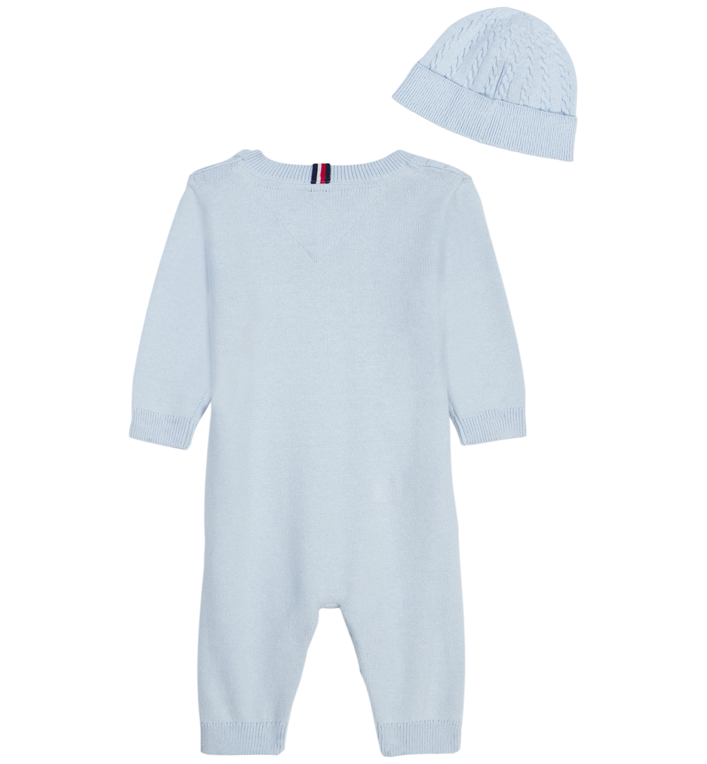 Tommy Hilfiger Baby Boys' Cable-Knit Long-Sleeve Coverall and Hat, 2-Piece Set - Blue