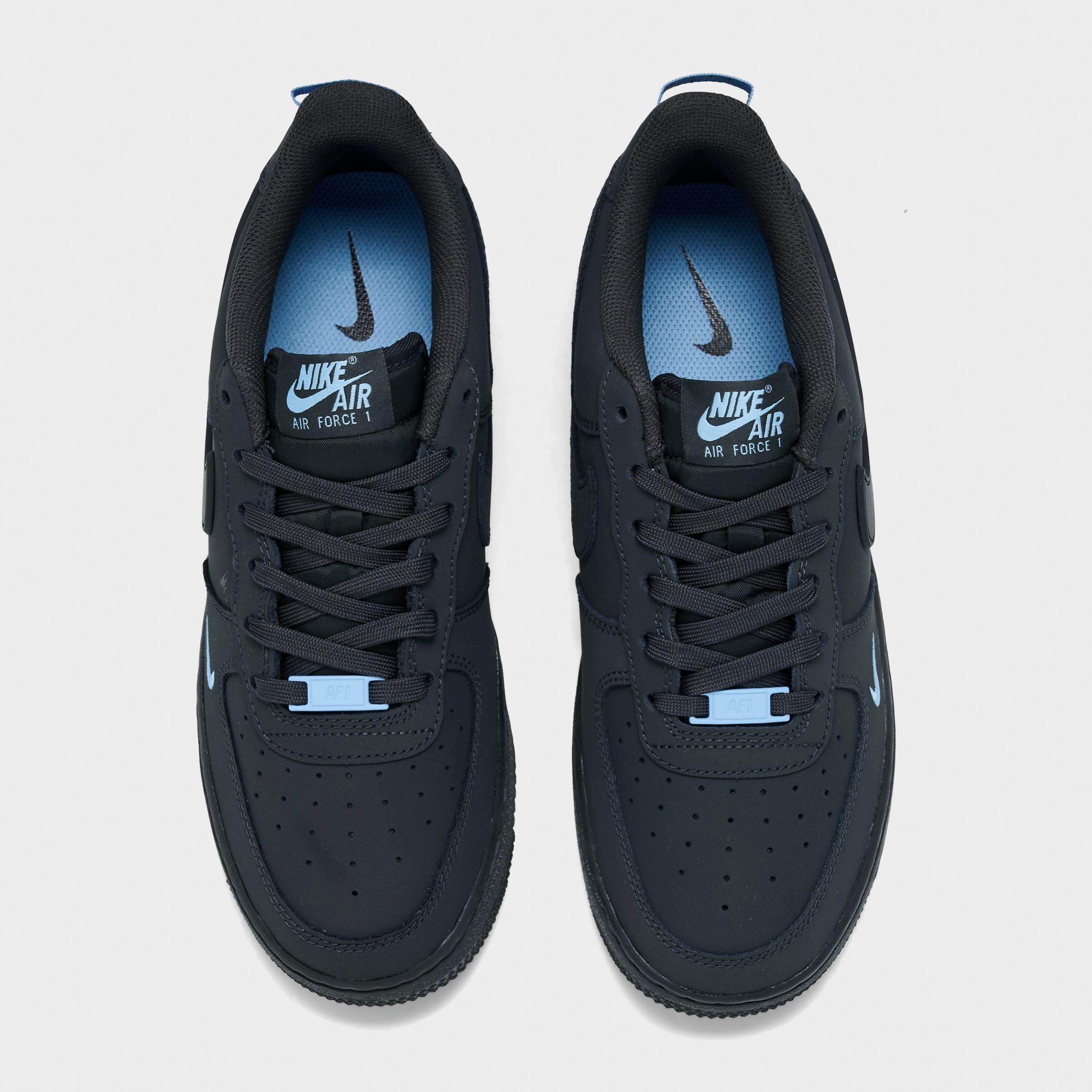 Big Kids' Nithtke Air Force 1 Low Casual Shoes - Black/Football Blue - Top view