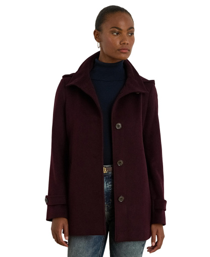 Lauren Ralph Lauren Women's Icon Hooded A-Line Coat, Created for Macy's - Pinot Noir