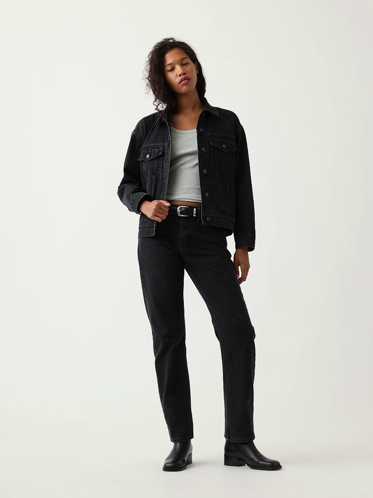 Oversized Icon Denim Jacket - Black wash