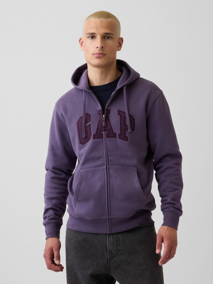 Adult VintageSoft Arch Logo Zip Hoodie - Dark purple violet