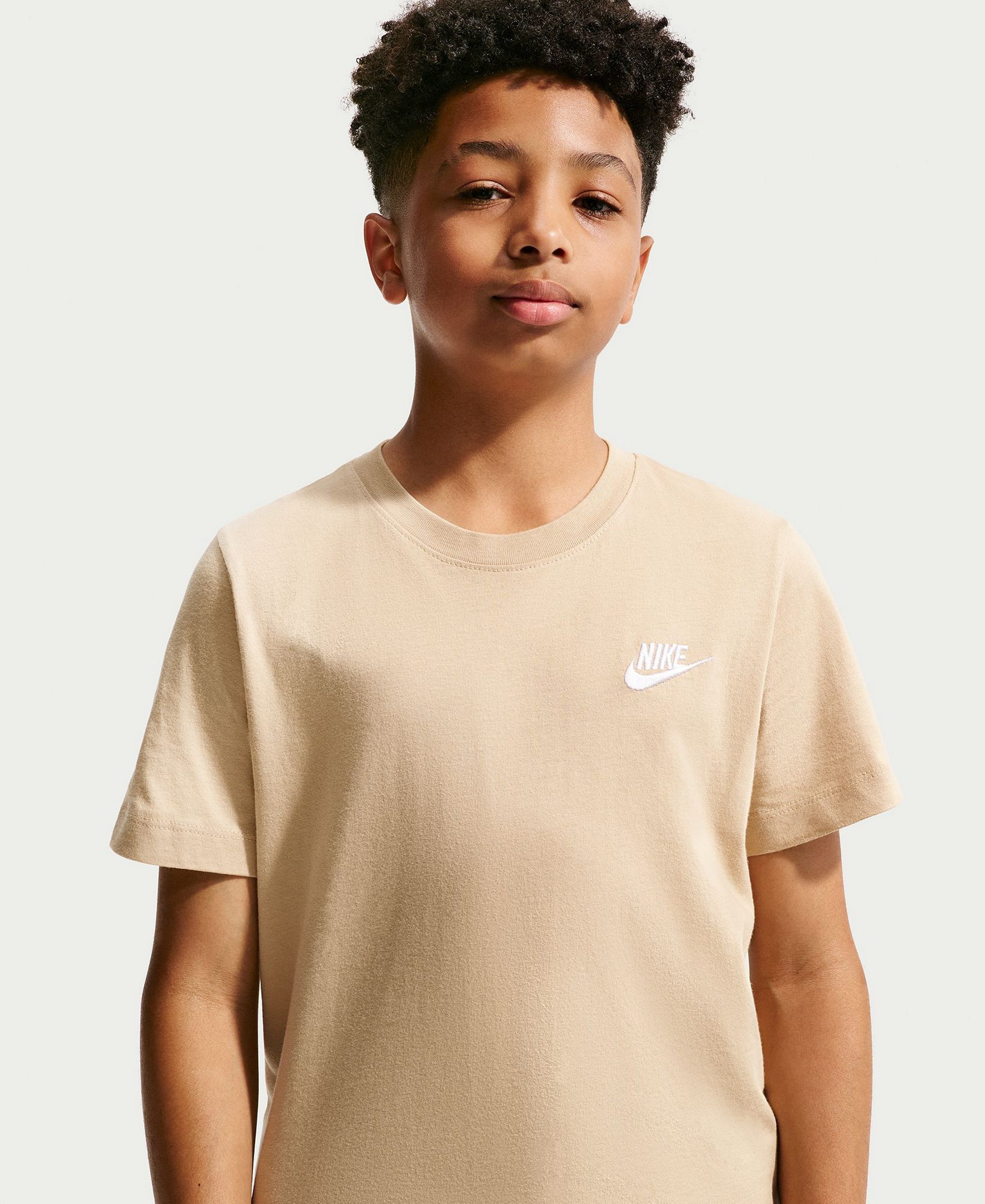 Nike Boys' and Girls' 6-20 Sportswear Embroidered Logo Graphic T-Shirt - Linen
