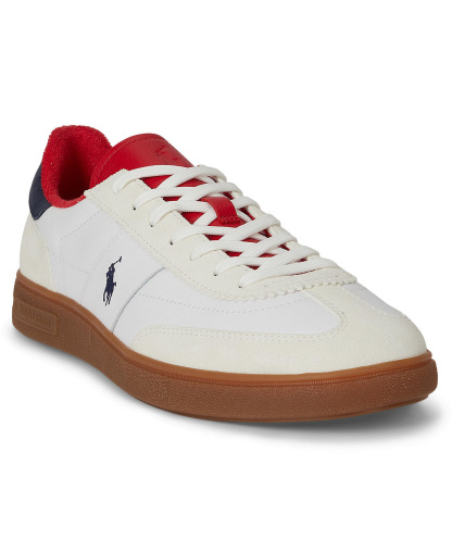 Polo Ralph Lauren Men's Bedford Leather & Suede Sneakers - White/spring Navy/bistro Red