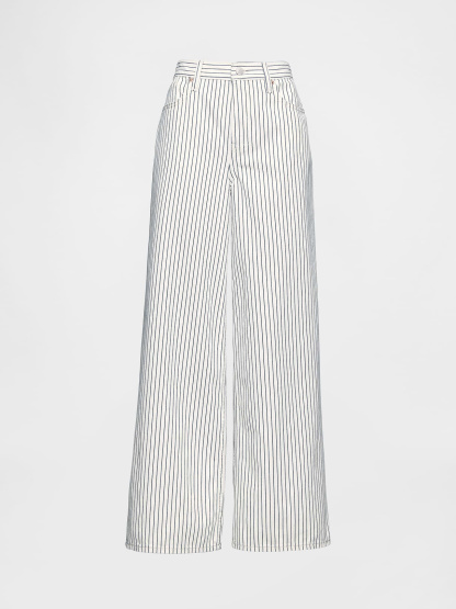 Mid Rise UltraSoft Baggy Jeans - White indigo stripe