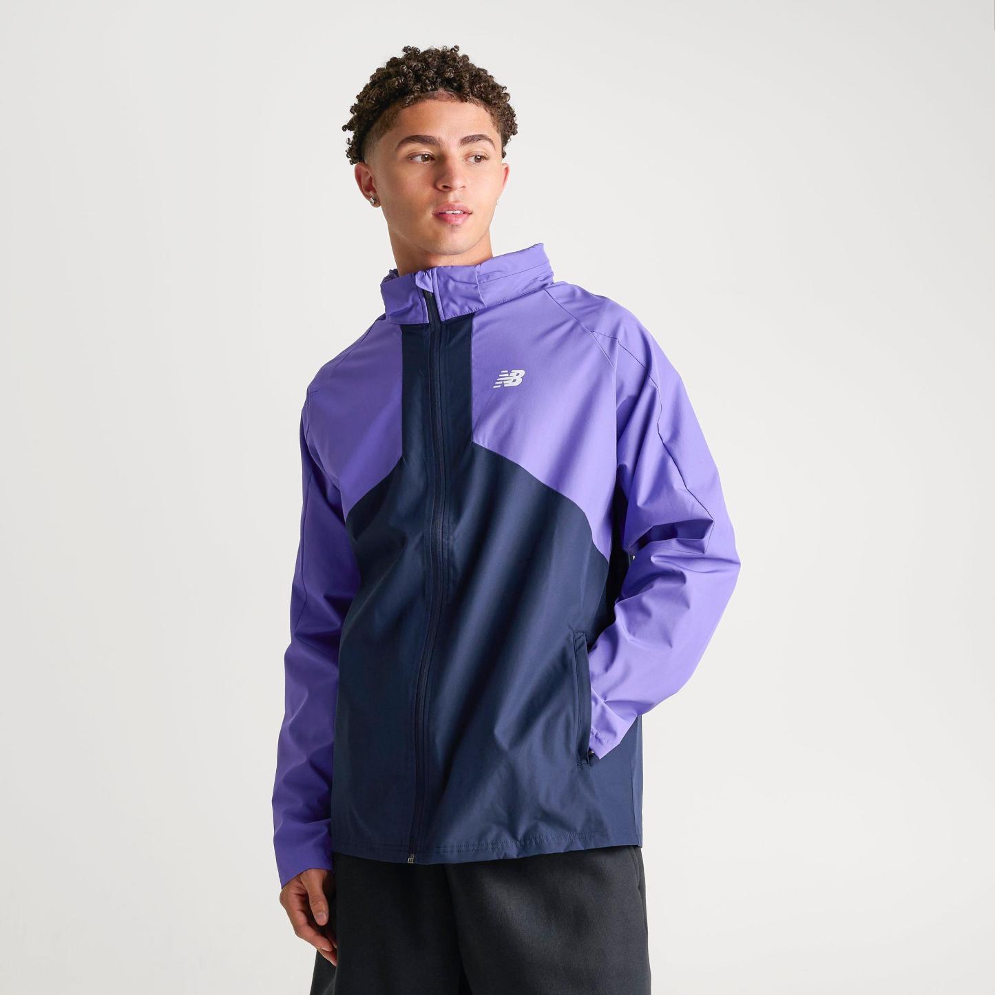 Men's New Balance Athletics Woven Full-Zip Jacket - Navy/Purple - view 3