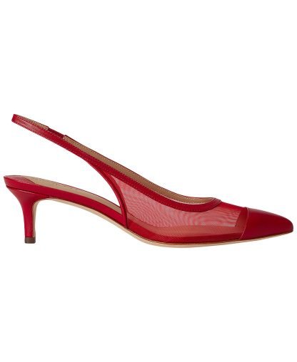 Lauren Ralph Lauren Women's Lolah Mesh and Nappa Slingback Pumps - Festive Red