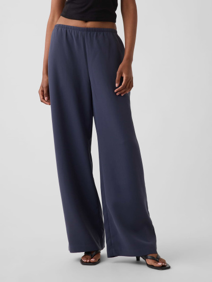 Easy Wide-Leg Pants - Blue slate