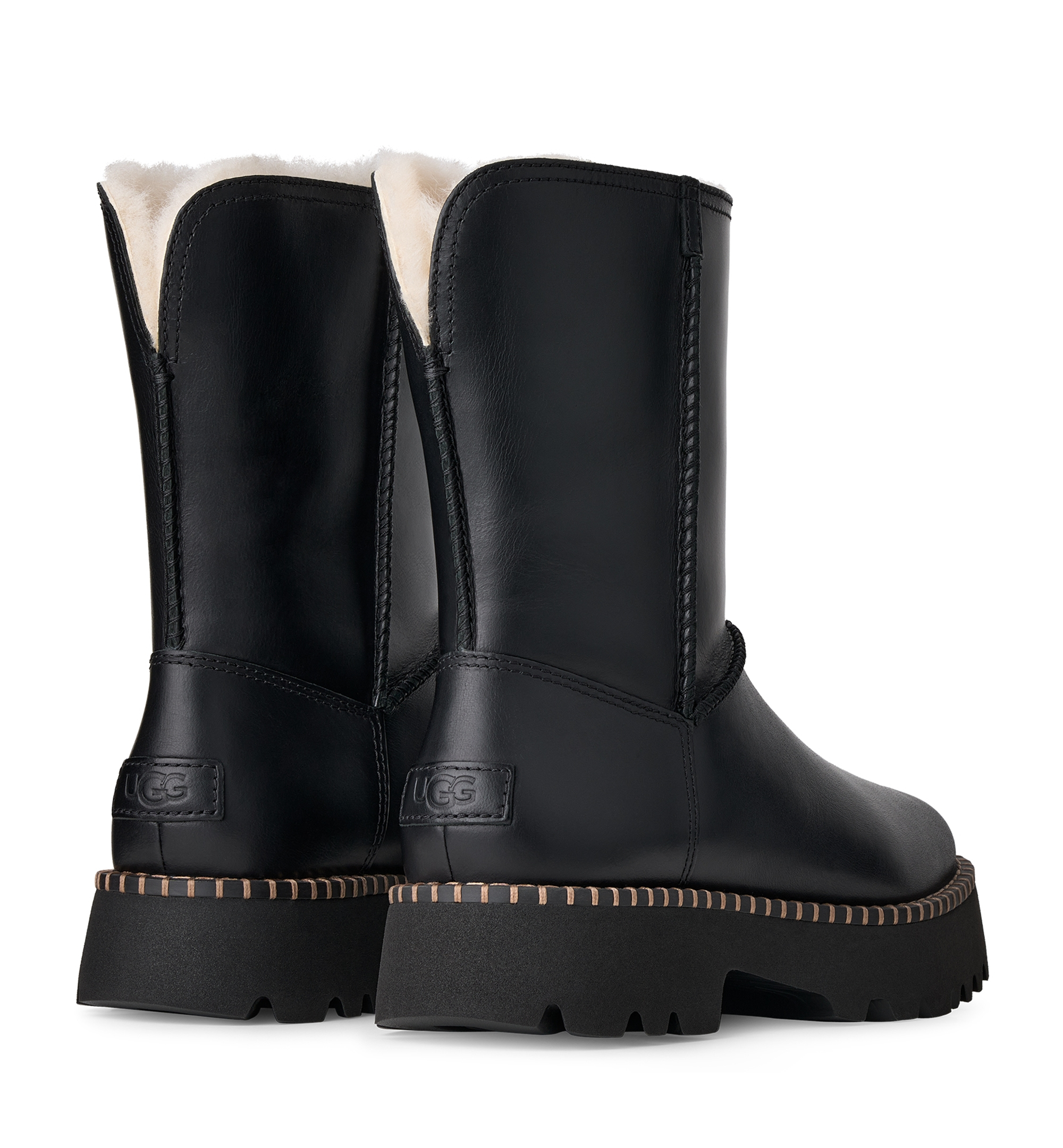UGG® Women's Uptowner Round Toe Short Booties - Black Leather