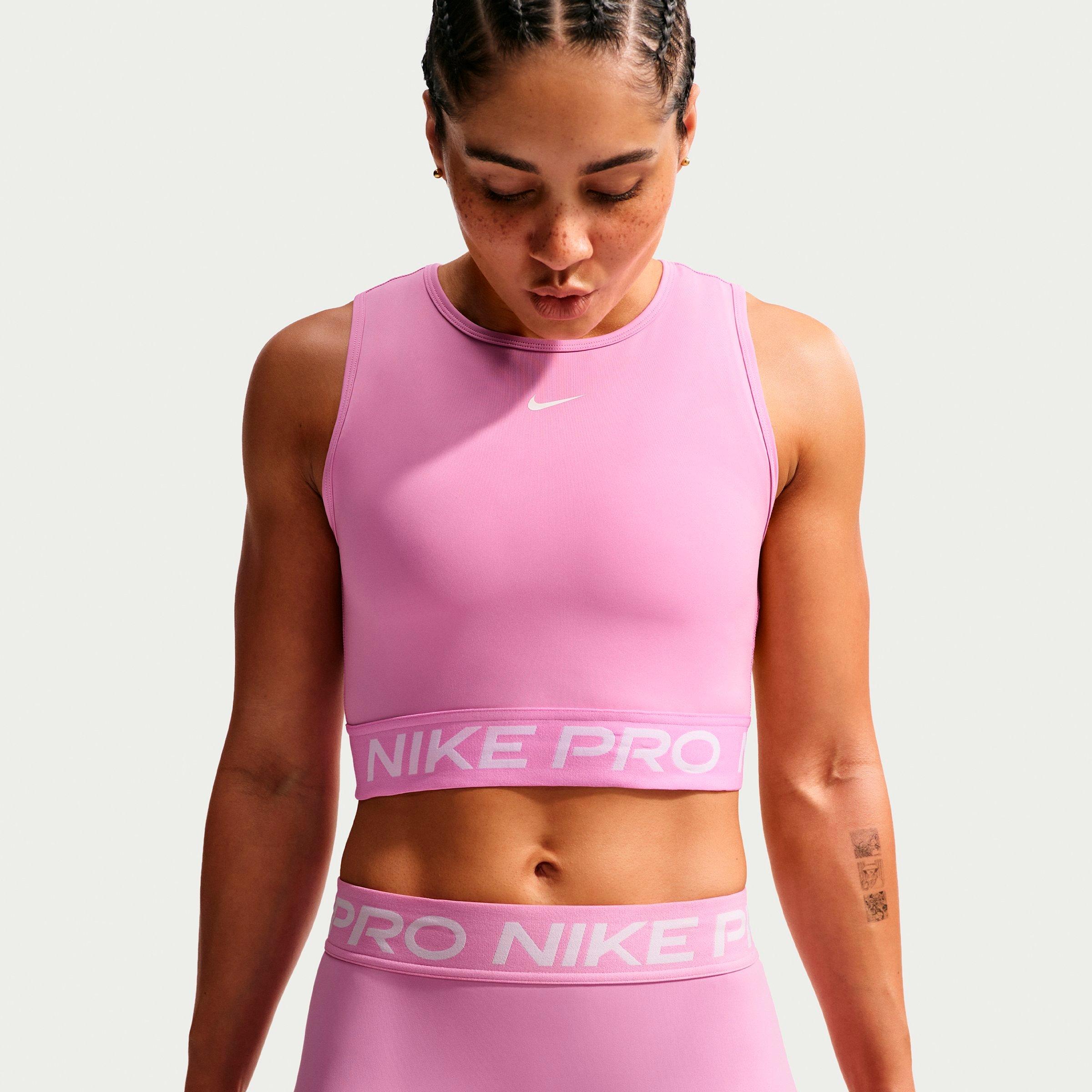 Women's Nithtke Pro Dri-FIT Crop Tank - Light Magenta/White