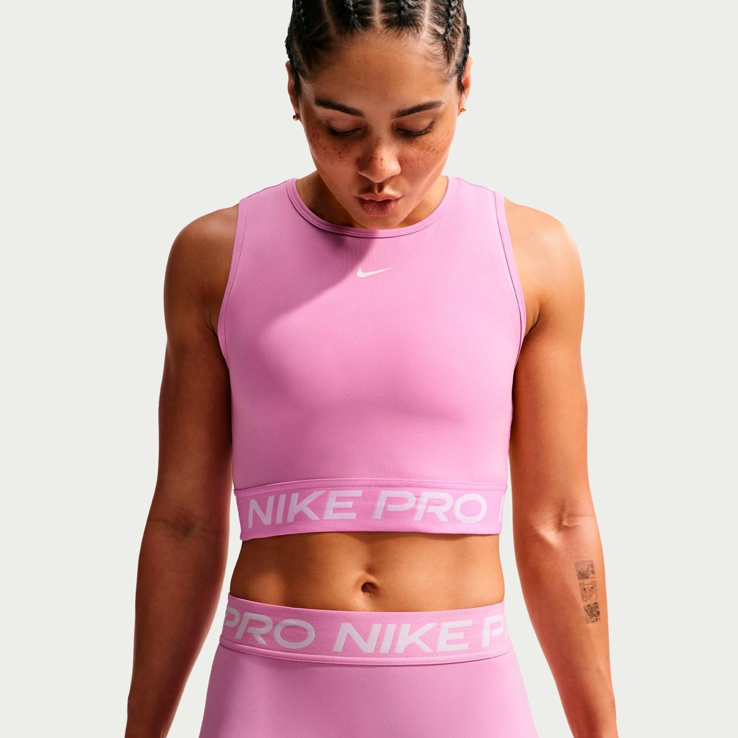 Women's Nithtke Pro Dri-FIT Crop Tank - Light Magenta/White