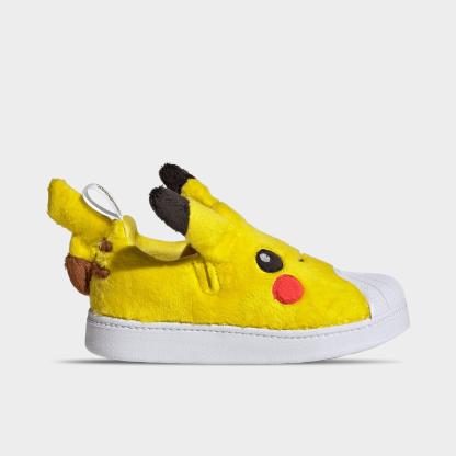 Little Kids' adidas x Pokemon Superstar Quickon Casual Shoes - Yellow/Core Black/Cloud White - Left shoe facing left. Outside of the shoe.