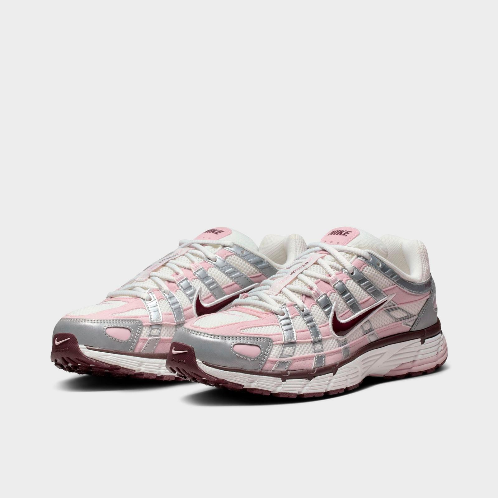 Women's Nike P-6000 Casual Shoes - Summit White/Metallic Silver/Burgundy Crush/Plum Chalk
