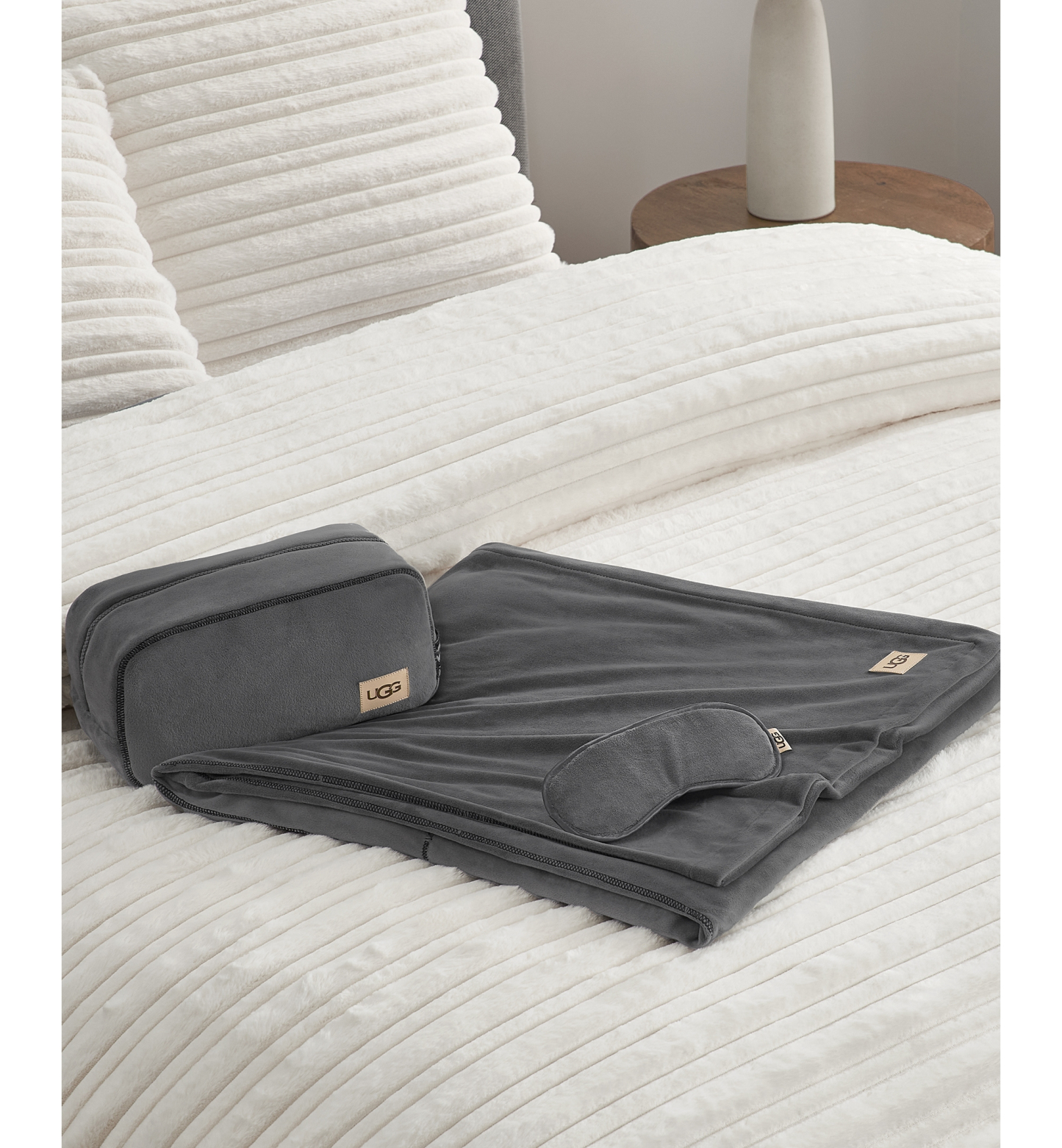 UGG® Raegan 3-Piece Throw, Eye Mask and Case Gift Set - Chestnut