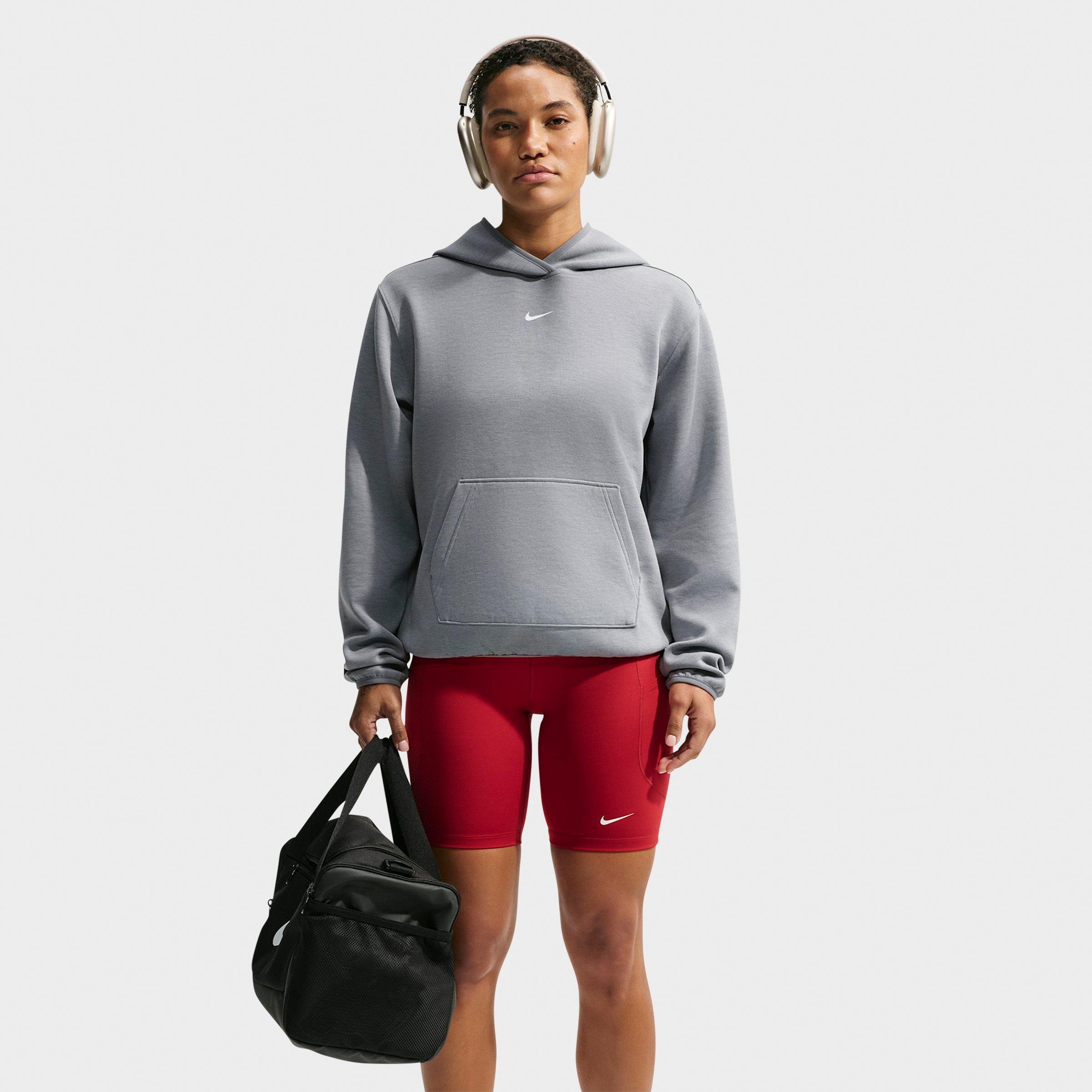 Women's Nithtke Studio Fleece Sport Dri-FIT Pullover Hoodie - Smoke Grey/Heather/White