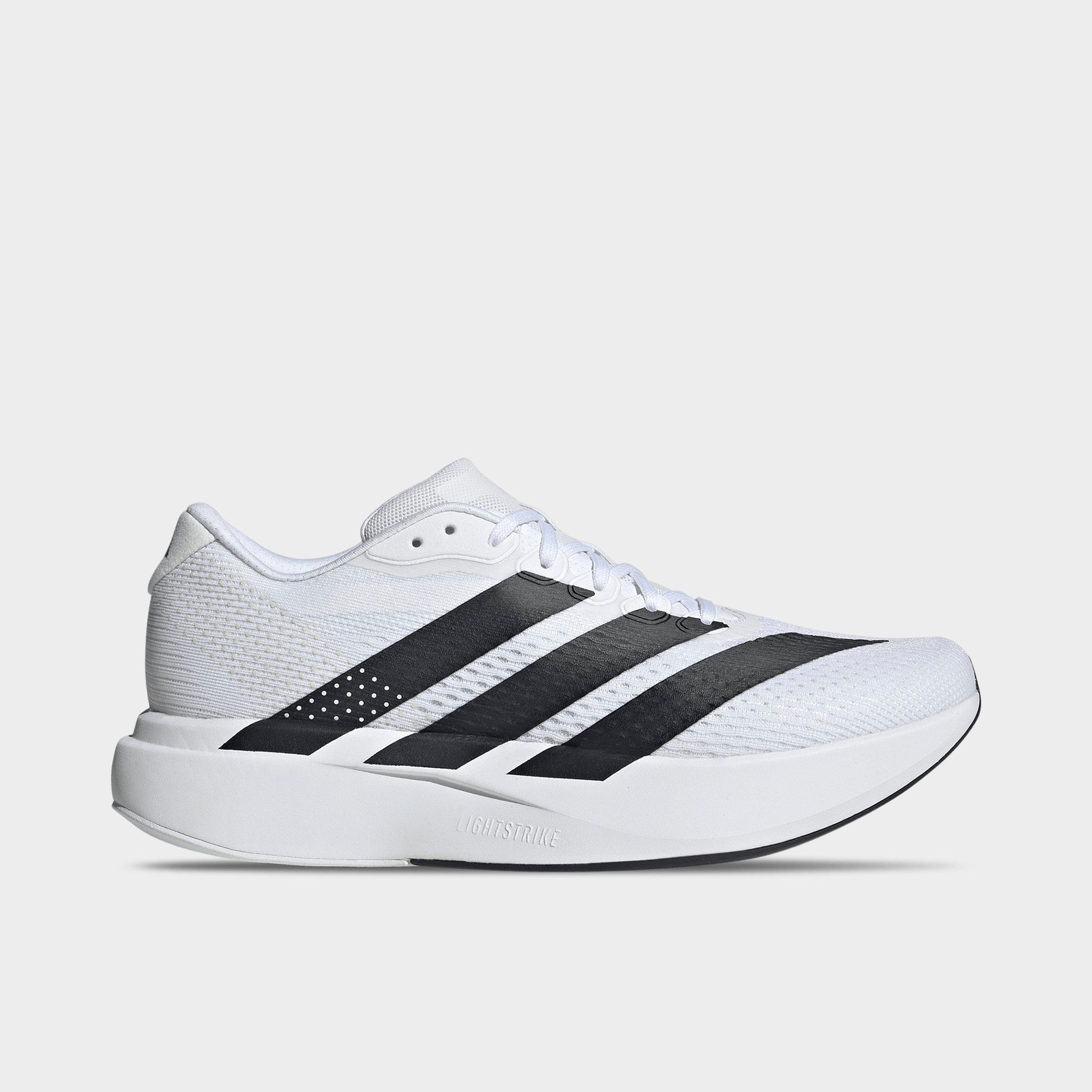 Men's adidas Adizero Pacer Running Shoes - Cloud White/Core Black/Crystal White - Left shoe facing left. Outside of the shoe.