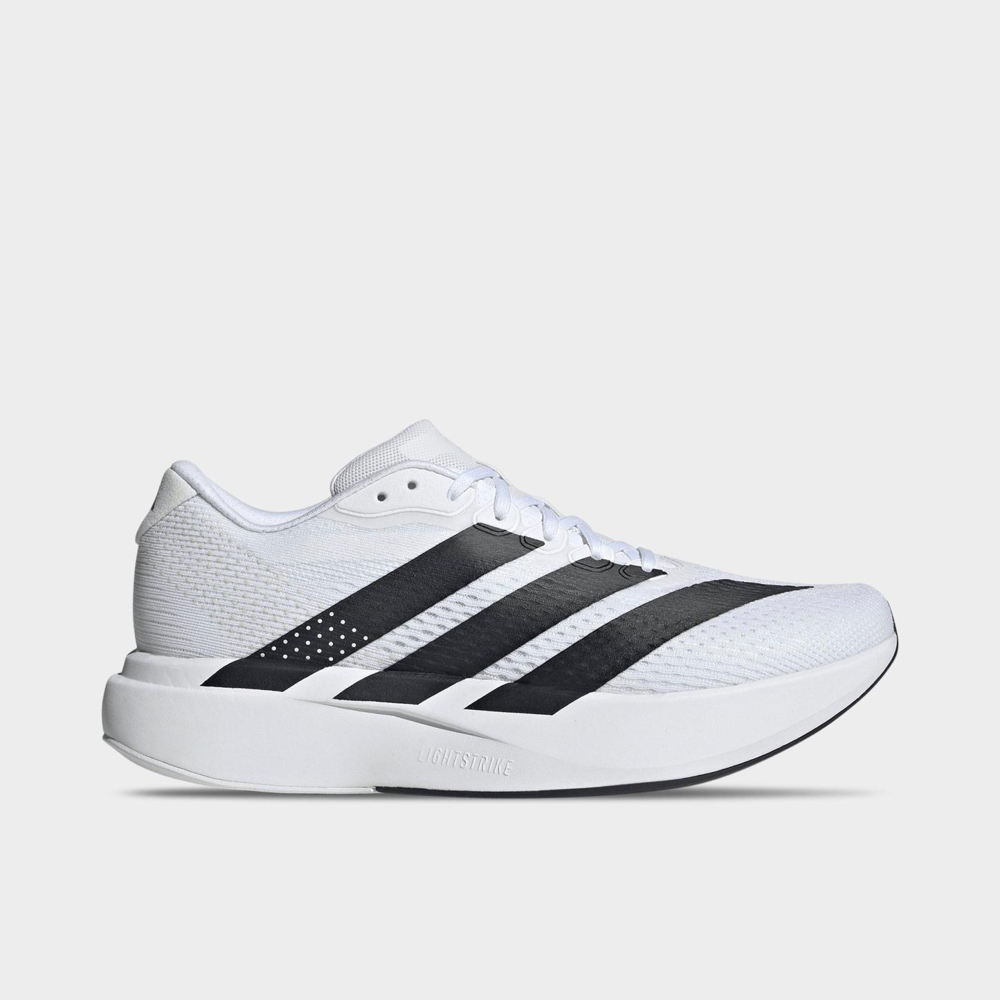 Men's adidas Adizero Pacer Running Shoes - Cloud White/Core Black/Crystal White - Left shoe facing left. Outside of the shoe.