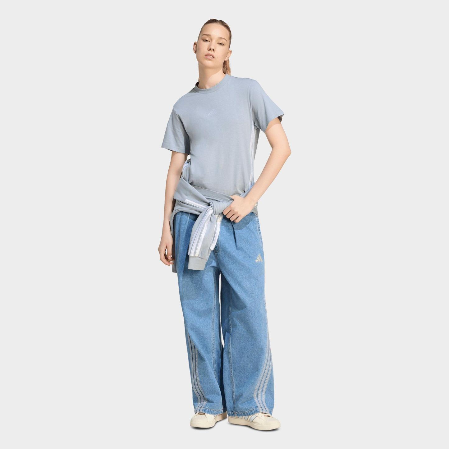 Women's adidas Originals Stadium Washed Loose Denim Pants - Crystal Sky