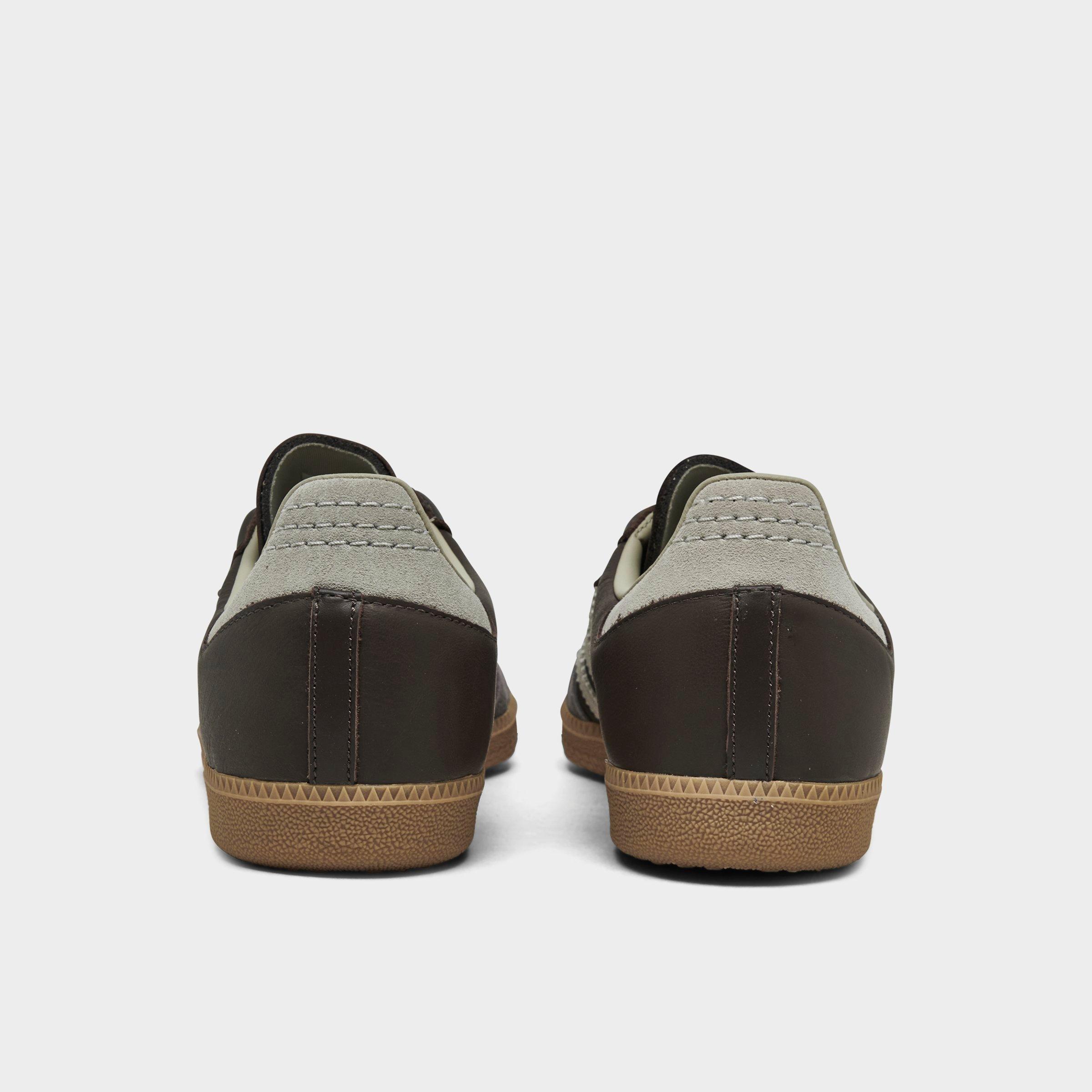 Men's adidas Originals Samba OG Casual Shoes - Part 1 - Brown/Putty Grey/Gold Metallic - Back view