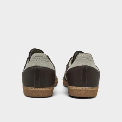 Men's adidas Originals Samba OG Casual Shoes - Part 1 - Brown/Putty Grey/Gold Metallic - Back view